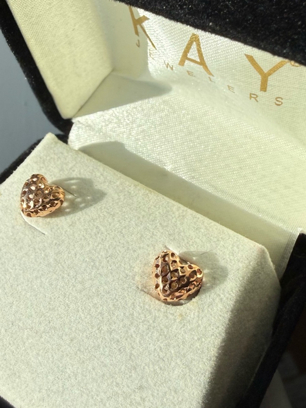 10k Rose Gold Heart Earrings